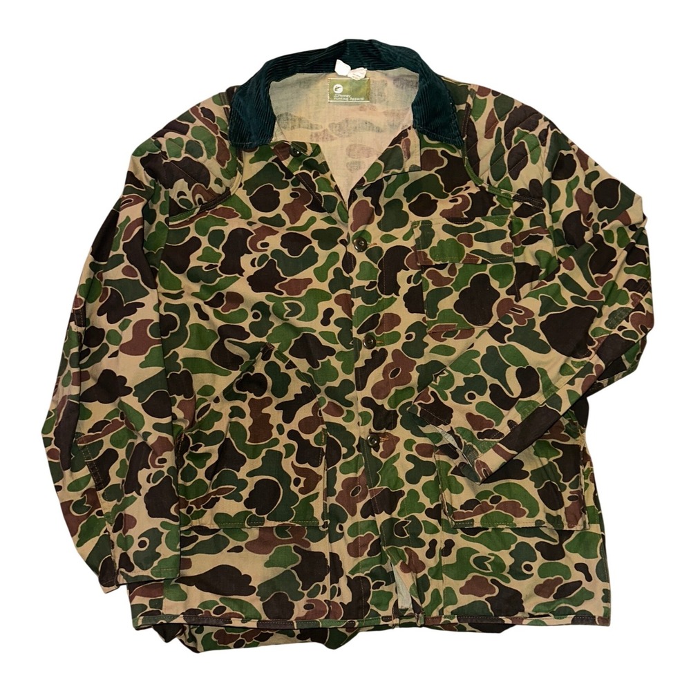 Vintage JCPenney Hunting Apparel Frog Skin Camo Jacket Corduroy Collar Mens 2XL